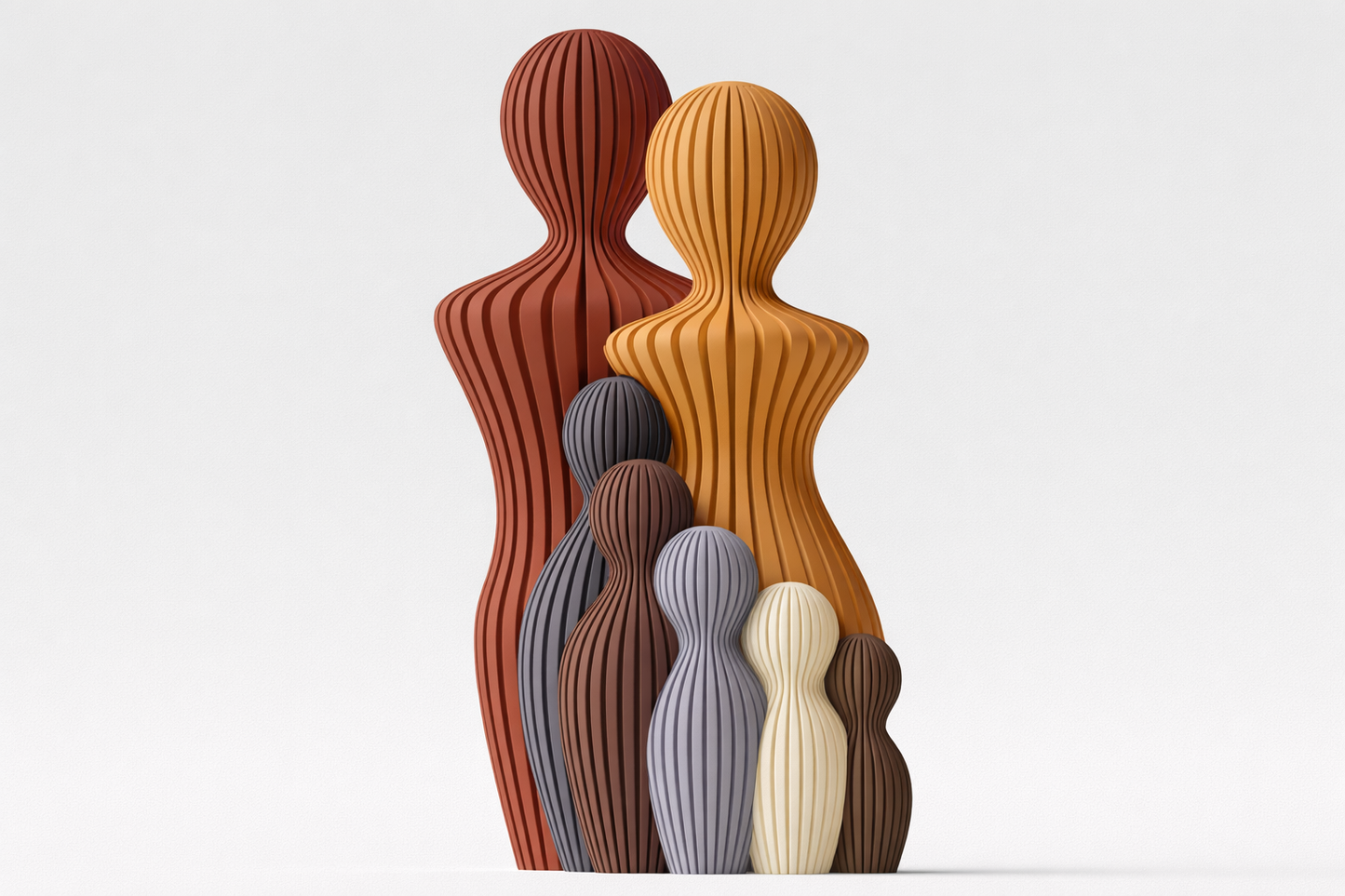 Familie Skulptur med 5 børn