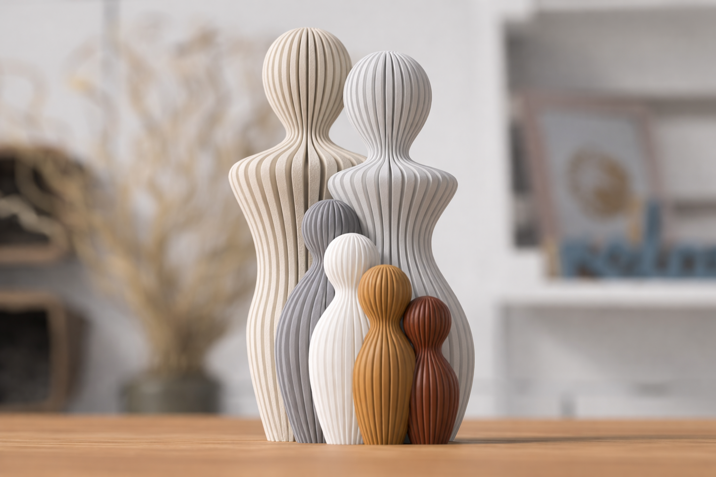 Familie Skulptur med 4 børn