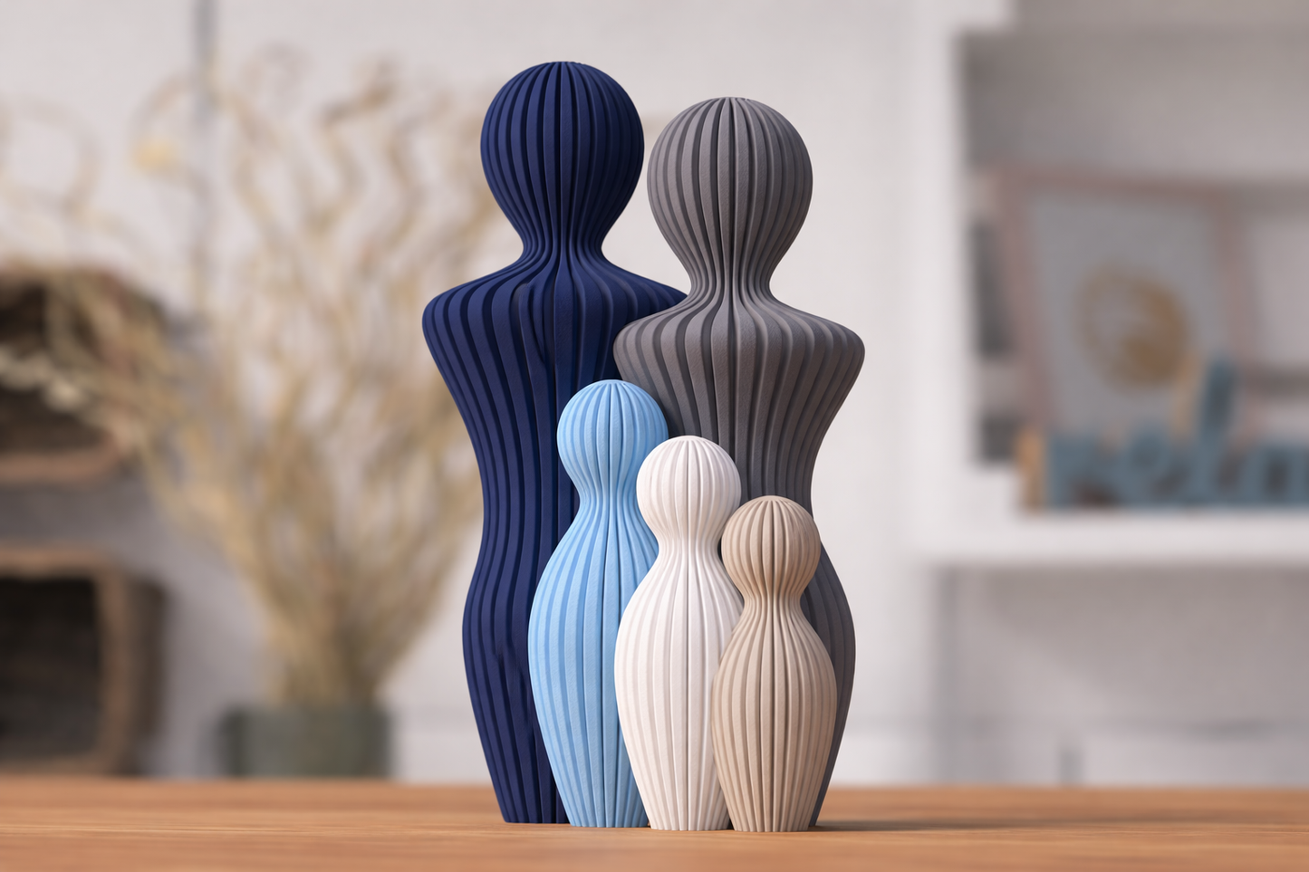 Familie Skulptur med 3 børn